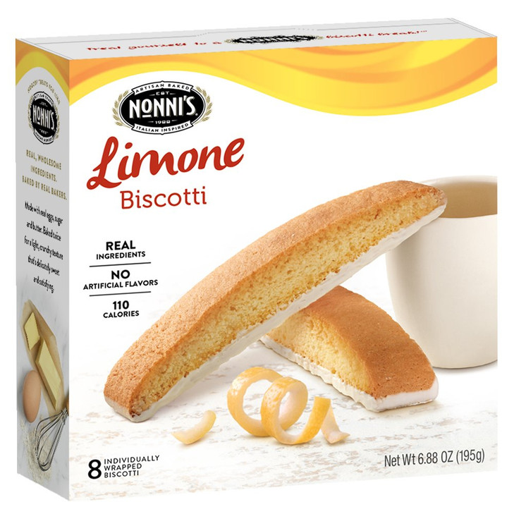 Nonni's Limone Biscotti Italian Cookies - 6 Boxes Lemon Cookies - Biscotti Individually Wrapped Cookies - Lemon Italian Biscotti Cookies w/White Icin