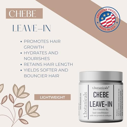 t.botanicals Chebe Leave In Conditioner Hair Growth with Provitamin B5, Thickening Strengthening Chebe Butter, Chebe Powder, Chebe Oil, Silk Amino Ac
