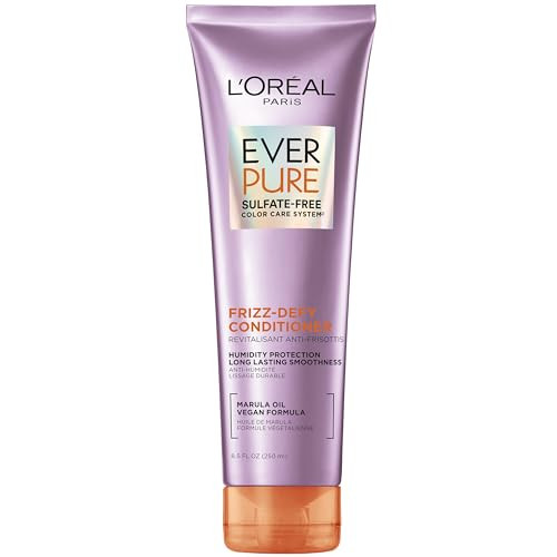 L'Oreal Paris Sulfate Free Frizz Defy Conditioner, Frizz Control Hair Care with Marula Oil, EverPure, 8.5 Fl Oz (Packaging May Vary)