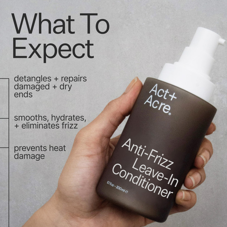 ACT+ ACRE Cold Processed 2% Squalene Anti-Frizz Leave In Conditioner - Deeply Nourishing Formula - Lightweight and Non-Greasy - Protects Against Dama