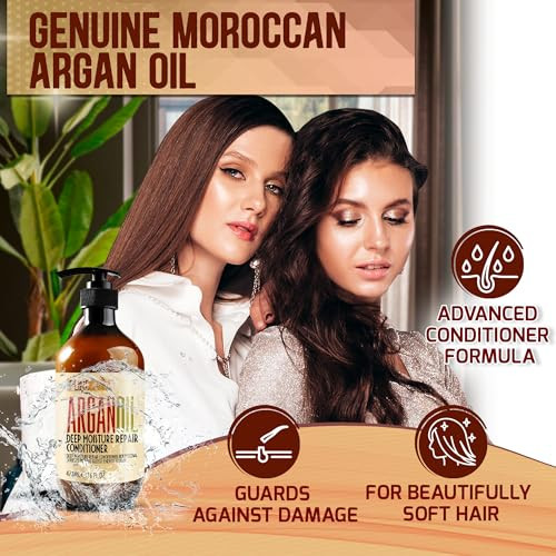 Moroccan Argan Oil Conditioner - Sulfate Free Products for Women and Men - Deep Moisturizing for Dry, Curly, Colored, Damaged Hair - Hydrating Repair