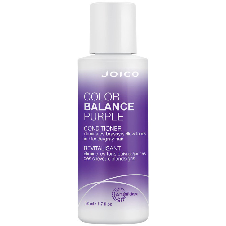 Joico Color Balance Purple Conditioner, 1.7 Fl Oz, For Cool Blonde, Gray Hair, Eliminates Brassy Yellow Tones, Boosts Vibrancy & Shine, UV Protection