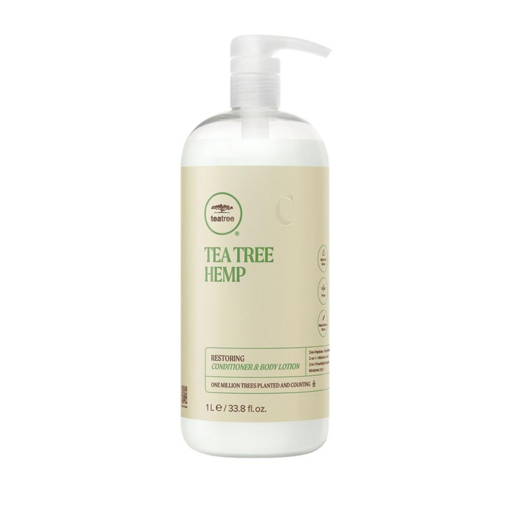 Tea Tree Hemp Restoring Conditioner & Body Lotion, 2-in-1 Hydration, For All Hair Types, 33.8 fl. oz.