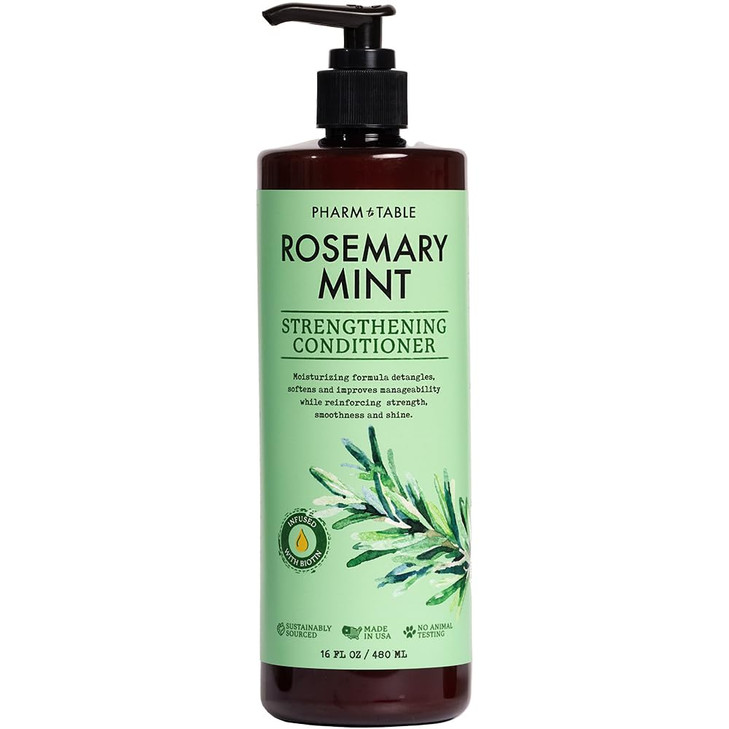 PHARM TO TABLE Rosemary & Mint Conditioner for Men and Women, Invigorates the Scalp, Moisturizes Dry and Damaged Hair, 480ml