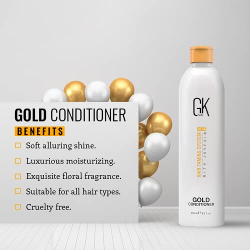 GK HAIR Global Keratin Gold Conditioner (8.5 Fl Oz/250ml) Hair Moisturizing Shine and Protection With Argan Oil, Shea Butter, Natural Oils All Hair T
