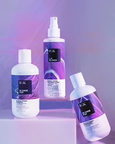 IGK BLONDE POP Purple Toning Conditioner Liter | Brighten + Neutralize Brass | Vegan + Cruelty Free | 33.8 Oz