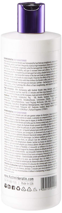 Kashmir Keratin Deep Conditioner For Oily And Damaged Hair Sulfate And Paraben FREE NEW PRESENTATION (16 Fl Oz.)