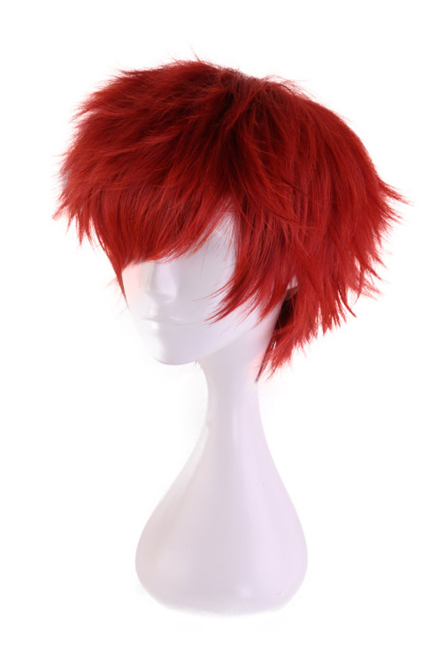 HH Building Short Layered Curly Anime Fashionable Cosplay Costume Wig Red Hair 12 Inch