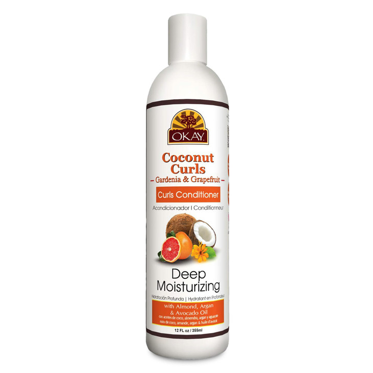 OKAY Coconut Curls Gardenia&Grapefruit Conditioner Helps Moisturize,Hydrate,and Define Curls Sulfate,Silicone,Paraben Free For All Hair Types and Tex