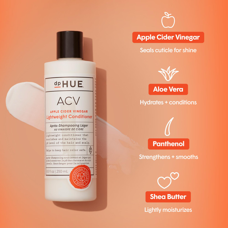 dpHUE Apple Cider Vinegar Lightweight Conditioner, 8.5 fl oz - Hydrates, Adds Shine & Helps Protect Color - With Aloe Vera, Shea Butter & Panthenol