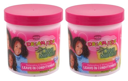 African Pride Dream Kids Olive Miracle Leave-In Conditioner 15 oz(Pack of 2)