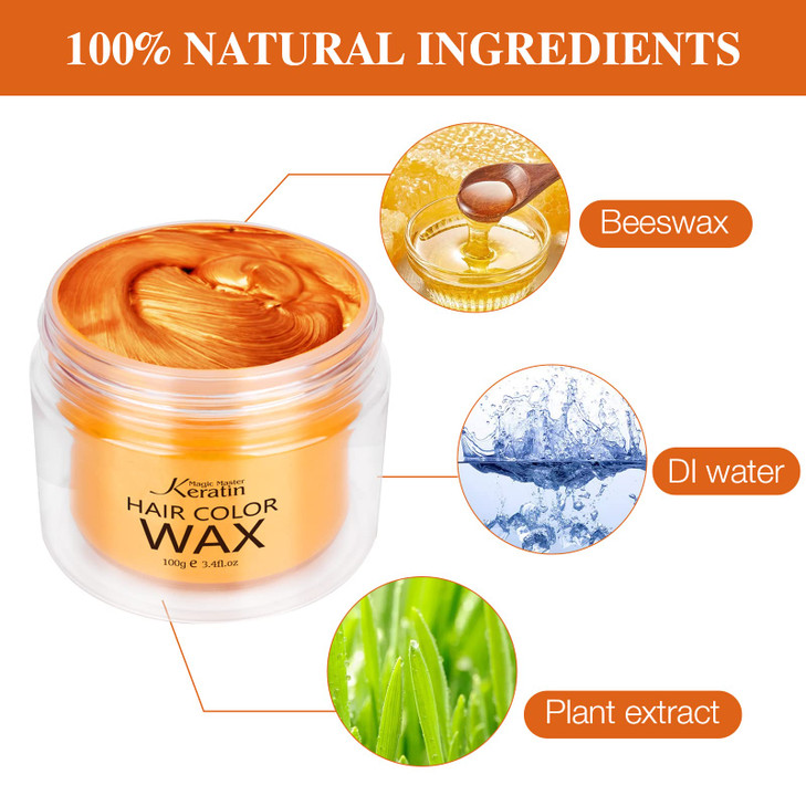 Hair Wax Color Orange, Magic Master Keratin Temporary Hair Color Dye for Color Treated Hair Natural Styling Instant Kids Mud Cream Gel Girl Gifts, Pa