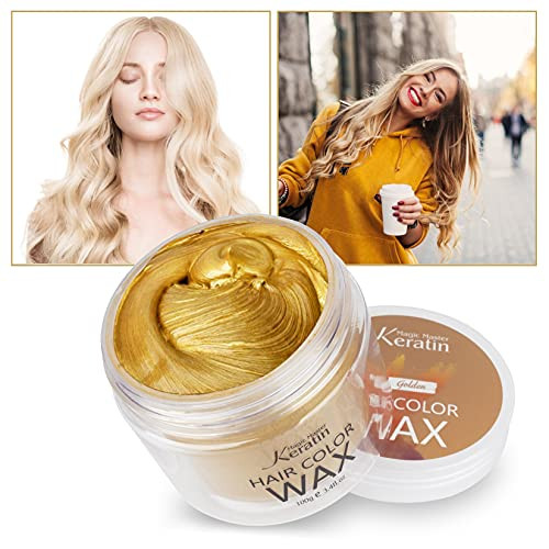 Temporary Hair Color Wax Blonde Golden, Magic Master Keratin Hair Dye Paint Wax, Natural Washable Temporary Hair Color for Kids Girls Women & Men,Par