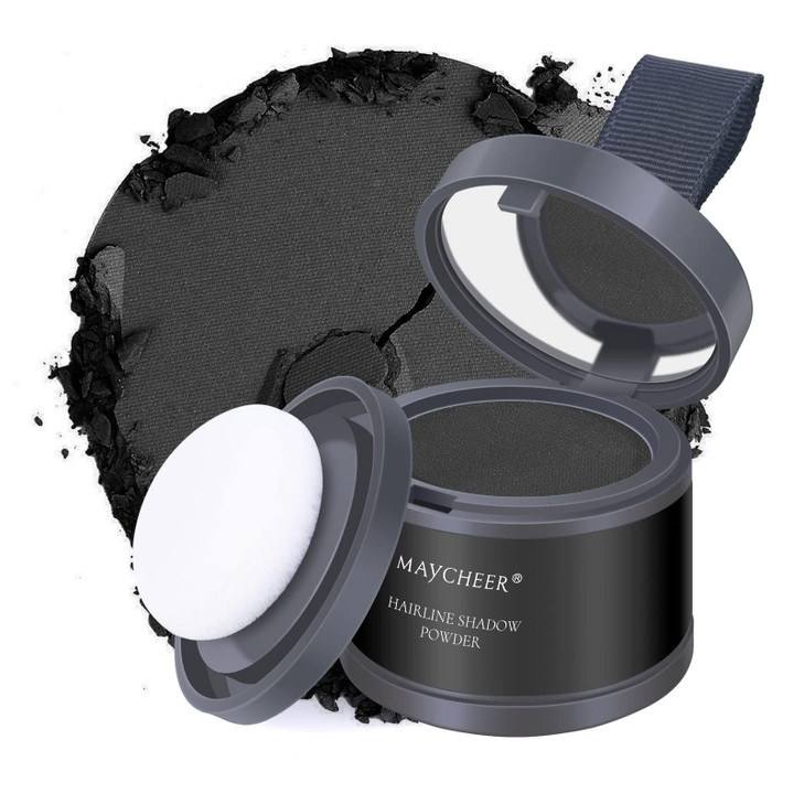 FREEORR Root Touch Up Powder - Black Hairline Shadow for Thinning Hair, Gray Hair Coverage, Women & Men