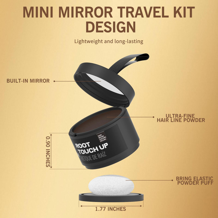 Brown Hair Root Dye Powder - Instantly Cover Gray Hair with Thin Hair Color Shadow 4g