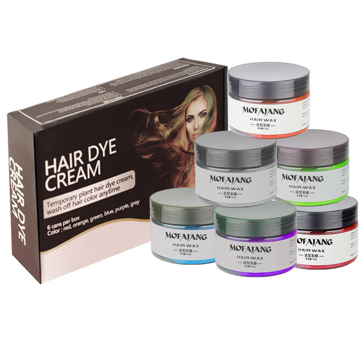 Temporary Hair Color Chalk, Hair Wax Color For Gifts, Birthday,Party, Cosplay DIY, Halloween, Christmas (6, Red Orange Purple Blue Green Gray)