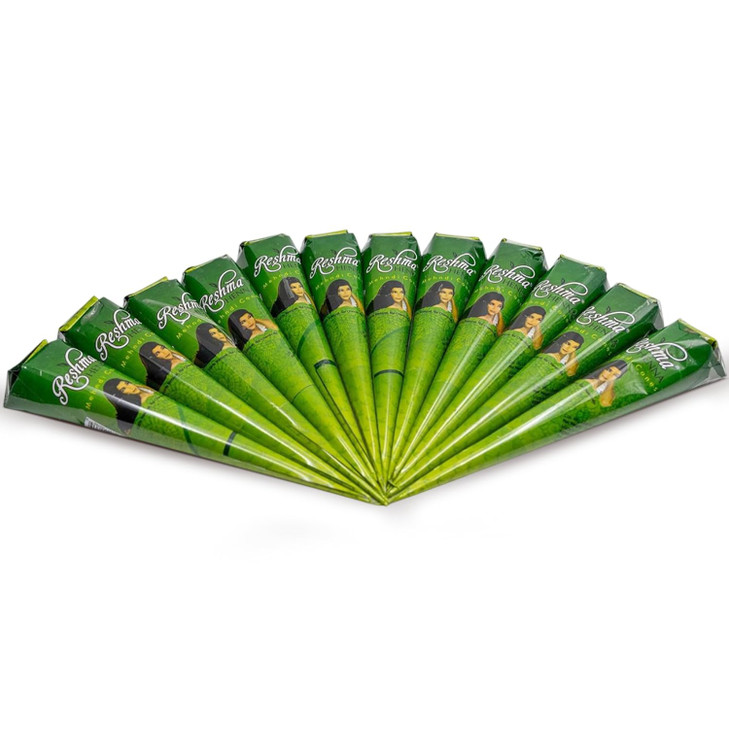 Reshma Beauty 12 Pack of Rajasthani Jumbo Henna Cones for Hair, 50g EachAlmost Double the Size of Regular Cones, 100% Natural Ready-to-Use Henna Pas
