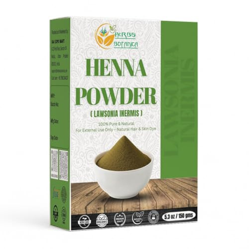 Herbs Botanica Henna Powder 100% Pure & Natural Henna for Hair Dye & Natural Hair Care  Finely Ground Lawsonia Inermis Powder for Hair Coloring & Co