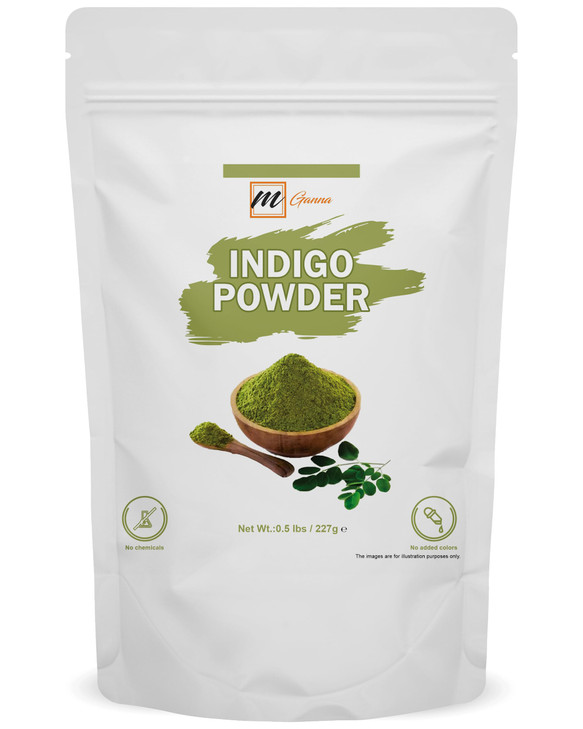 mGanna 100% Natural Indigo Powder 0.50 LBS 227 GMS For Hair Dye and Color | Hair Care