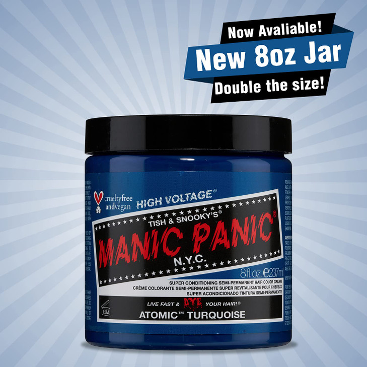 MANIC PANIC Classic Atomic Turquoise Semi Permanent Hair Color - Neon Aqua Blue Hair Dye for Women & Men That Lasts 4-6 Weeks - Vegan, Ammonia & Crue