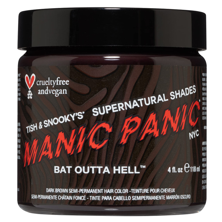 MANIC PANIC Bat Outta Hell Dark Brown Hair Dye - Supernatural - Semi Permanent Dark Espresso Brown Hair Color For Women And Men - Vegan, PPD & Ammoni