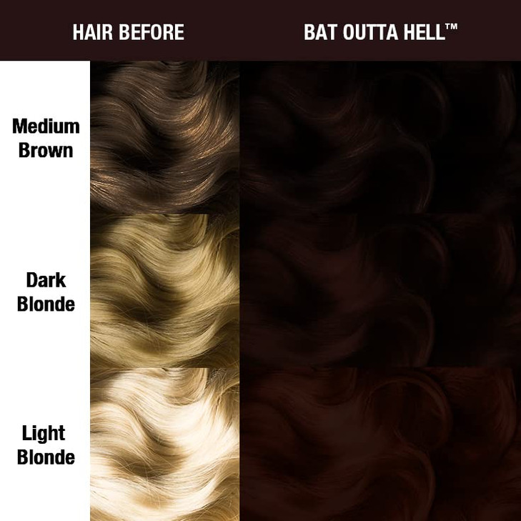 MANIC PANIC Bat Outta Hell Dark Brown Hair Dye - Supernatural - Semi Permanent Dark Espresso Brown Hair Color For Women And Men - Vegan, PPD & Ammoni