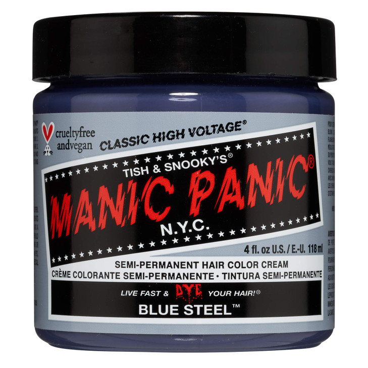 MANIC PANIC Classic Blue Steel Semi Permanent Hair Color - Cool Silver Hair Dye for Women & Men That Lasts 4-6 Weeks - Vegan, Ammonia & Cruelty-Free