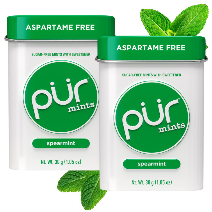 PUR Mints | Aspartame Free | Made with Xylitol | Sugar Free, Vegan, Gluten Free & Keto Friendly | Natural Spearmint Flavored Mints, 30 Pieces (Pack o