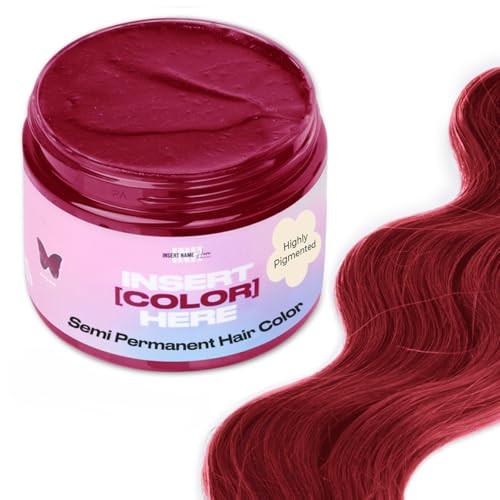 INH Semi Permanent Hair Color | Color Depositing Conditioner | Ruby Red Hair Dye | No Bleach & No Peroxide Temporary Tint for Women & Men | Vegan, Am