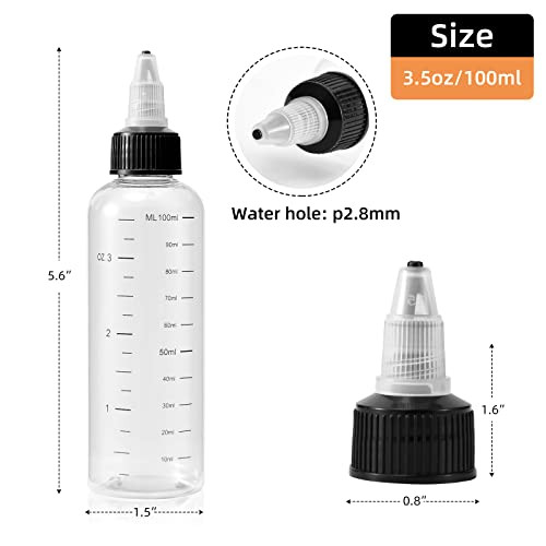 driew Applicator Bottles for Hair, 16.9oz Hair Squeeze Bottle for liquids Twist-On Top Tip Cap with Ratio Graduated Scale Color Applicator Bottle Dye