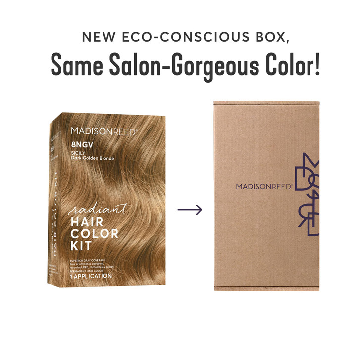 Madison Reed Radiant Hair Color Kit - 8NGV Dark Golden Blonde with Champagne Tones (Sicily), Dimensional Gray Hair Blending Permanent Hair Dye, PPD-F