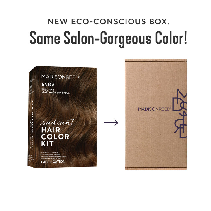 Madison Reed Radiant Hair Color Kit - 6NGV Medium Golden Brown (Tuscany Brown), Dimensional Gray Hair Blending Permanent Hair Dye, PPD-Free & Ammonia