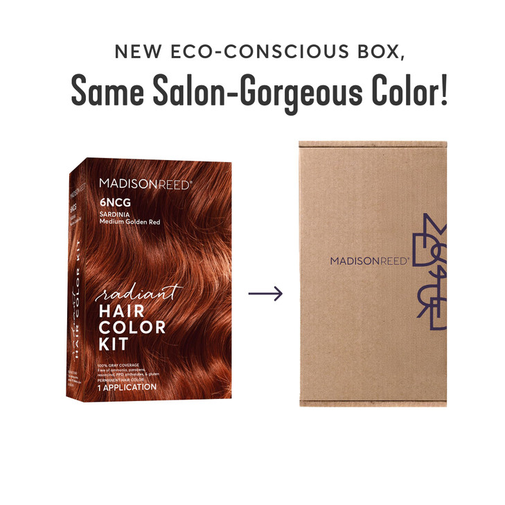 Madison Reed Radiant Hair Color Kit - 6NCG Medium Golden Red with Copper Tones (Sardinia Red), Dimensional Gray Hair Blending Permanent Hair Dye, PPD