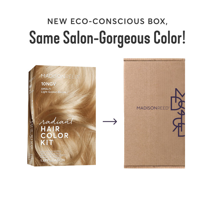 Madison Reed Radiant Hair Color Kit - 10NGV Light Golden Blonde (Amalfi Blonde), Dimensional Gray Hair Blending Permanent Hair Dye, PPD-Free & Ammoni