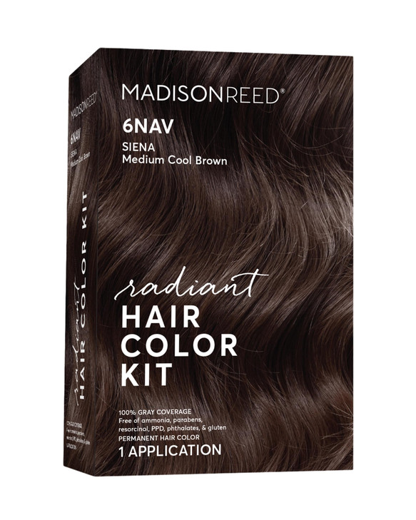 Madison Reed Radiant Hair Color Kit - 6NAV Medium Cool Brown (Siena Brown), Dimensional Gray Hair Blending Permanent Hair Dye, PPD-Free & Ammonia-Fre