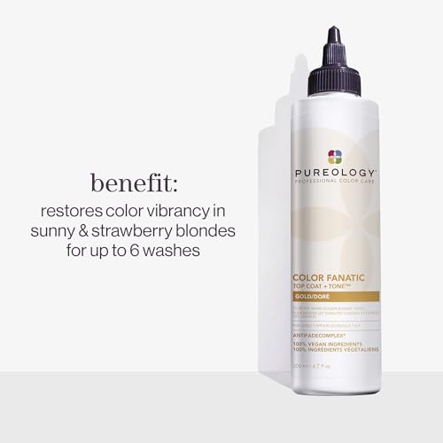 Pureology Color Fanatic Top Coat + Tone Gold High-Gloss Hair Toner | Hair Gloss for Color-Treated Hair | Glaze For Warm Strawberry Blonde Hair | 6.7