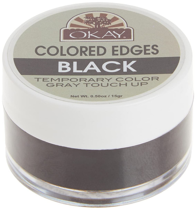 OKAY Colored Edges Black - Root Touch Up, Edge Control, Root Cover Up, Black Edge Gel, Gray Hair Cover Up For Women & Men, Hairline Coverage For Hair
