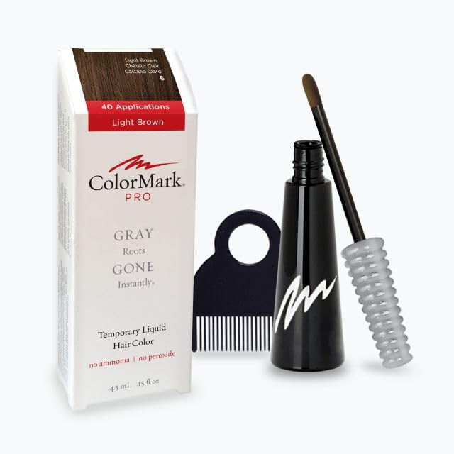 ColorMark Pro Light Brown Liquid Gray Root Touch Up Wand Applicator, Real Hair Color