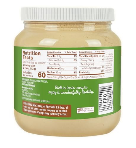 PB2 6.5oz Organic Powdered Peanut Butter - USDA Organic Certified, Non-GMO Project Verified, Gluten-Free