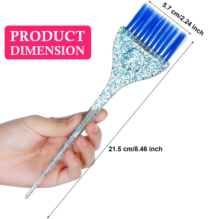 6 Pieces Hair Color Brush Set with Glitter Handles for Highlighting, Tint and Coloring Hair Sections Multicolor Glitter Dye Brush Salon Home Dyeing C