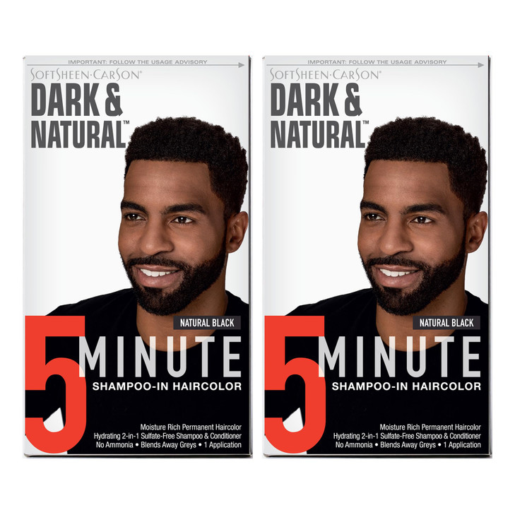 SoftSheen-Carson Dark & Natural Hair Color for Men 5 Minutes, Natural Looking Gray Coverage for Up To 6 Weeks, Shampoo-in Permanent Hair Dye, Ammonia