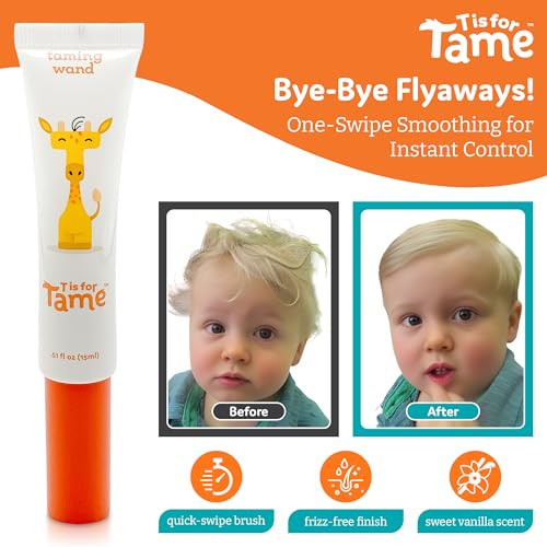 T is for Tame - Hair Taming Cream Wand for Flyaways, Frizz - Natural & Vegan Kids Hair Care Styling Wand - Slick Back Smoothing Hair Stick for Baby &