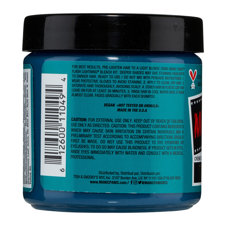 MANIC PANIC Classic Siren's Song Semi Permanent Hair Color - Neon Blue-Green Hair Dye for Women & Men That Lasts 4-6 Weeks - Vegan, Ammonia & Cruelty