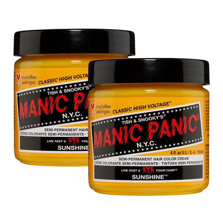 MANIC PANIC Classic Sunshine Semi Permanent Hair Color - Warm Sunflower Yellow Hair Dye for Women & Men That Lasts 4-6 Weeks - Vegan, Ammonia & Cruel