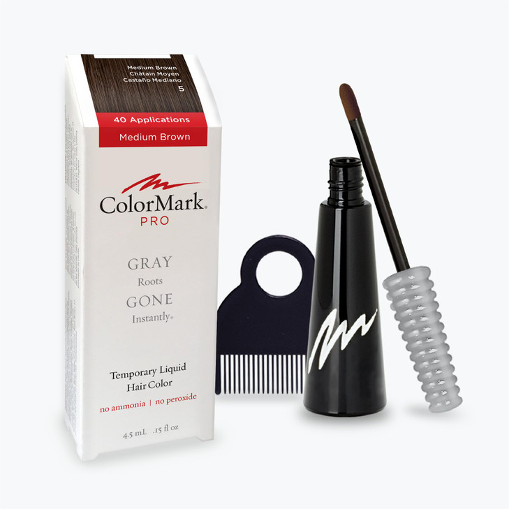 ColorMark Pro Medium Brown Liquid Gray Root Touch Up Wand Applicator, Real Hair Color