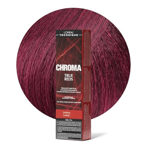 L'OREAL TECHNIQUE Chroma True Reds Permanent Hair Color - Red Dye For Long-Lasting Color, For Light, Dark and Gray Hair, Garnet