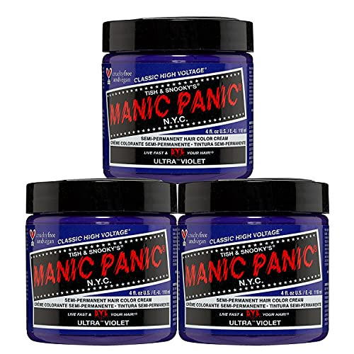 MANIC PANIC Classic Ultra Violet Semi Permanent Hair Color - Blue-Toned Purple Hair Dye for Women & Men That Lasts 4-6 Weeks - Vegan, Ammonia & Cruel