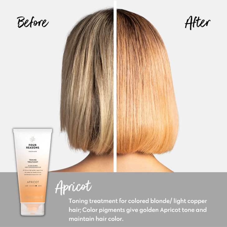 FOUR REASONS Color Mask, Apricot (27 Colors)  Hair Gloss & Color Depositing Conditioner  Semi Permanent Hair Toner for Color-Treated Hair Color For