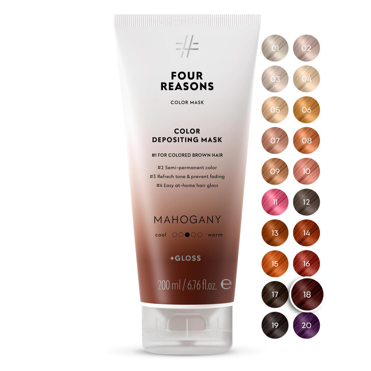 FOUR REASONS Color Mask, Mahogany (27 Colors)  Hair Gloss & Color Depositing Conditioner  Semi Permanent Hair Toner for Color-Treated Hair Color Fo
