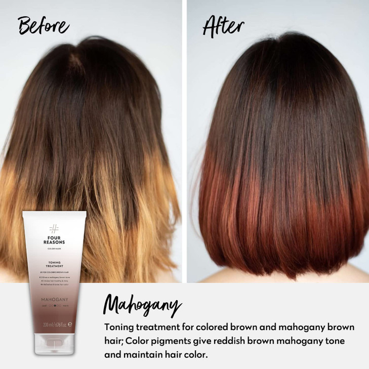 FOUR REASONS Color Mask, Mahogany (27 Colors)  Hair Gloss & Color Depositing Conditioner  Semi Permanent Hair Toner for Color-Treated Hair Color Fo